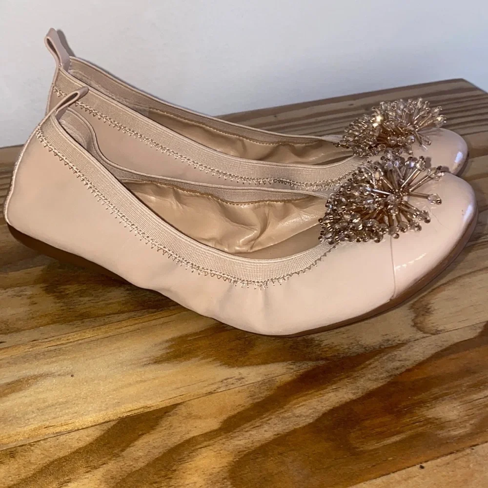 Gb Girls Gold Ornament Posy Ballet Flats 3